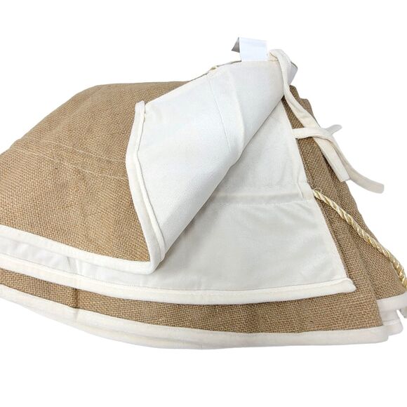 Jute Reversible Christmas Tree‎ Skirt 56.5 in Beige Cream Neutrals Burlap Prima - Picture 2 of 10